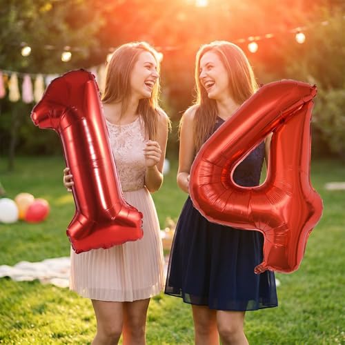 Image of YPSelected 32 Inch Large Foil Helium Number Balloon Birthday Wedding Party 0-9 (Red, 4)
