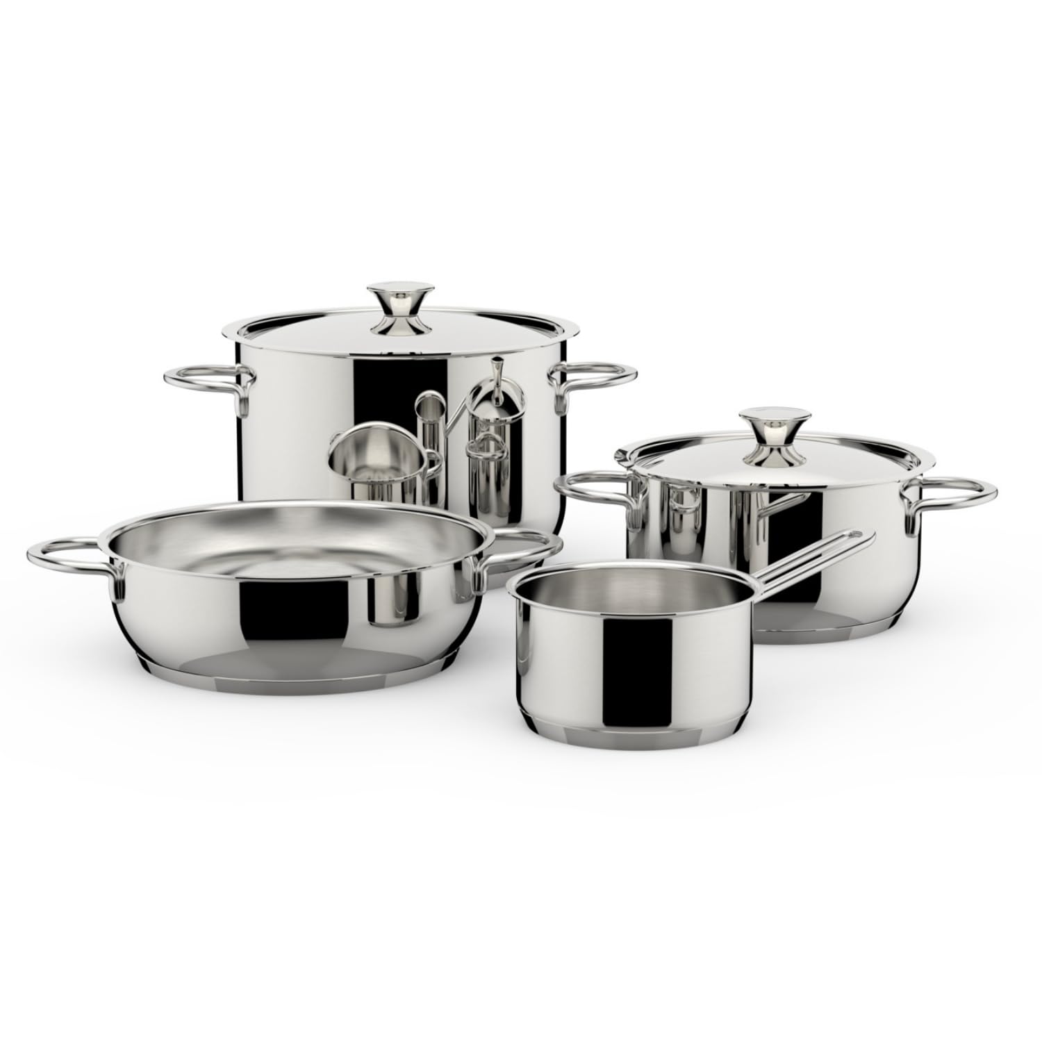 Lagostina Deliziosa Set di Pentole Induzione, Gas e Forno in Acciaio Inox 18/10, 6 Pezzi, Fondo Lagoseal Plus, Batteria di Pentole con 2 Casseruole Fonde, Casseruola Bassa, Pentola, 2 Coperchi