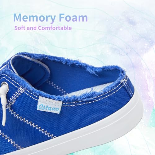 Image of Obtaom Women Canvas Mules Memory Foam Clipper Fashion Sneakers Comfortable Slip-On Mule Backless Holiday Shoes