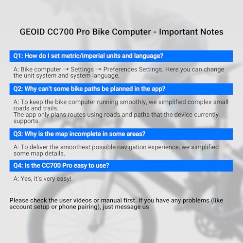 Image of GEOID CC700 Pro 2.8 inch Color Touchscreen GPS Bike /Cycling Computer, Map Navigation with Re-Route Planning, WiFi Auto-Sync, ANT+ /Bluetooth, Message Notification, IPX7 Waterproof, Free Indoor Training
