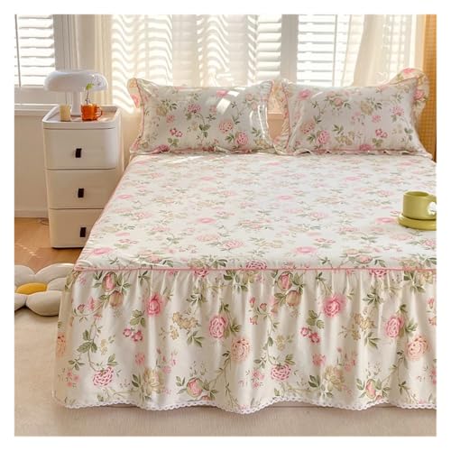 Falda de cama algodón de diseño botánico exclusivo King Queen 4