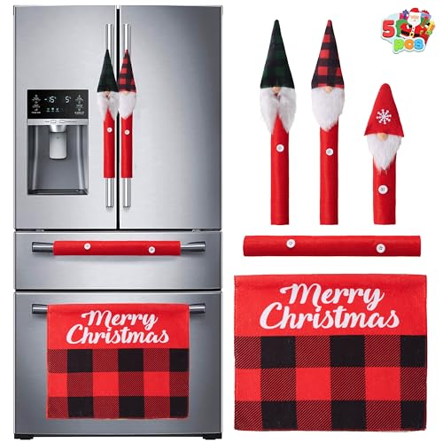 JOYIN Christmas Refrigerator Handle Covers Set of 5 Xmas Appliance Handle Covers for Kitchen Fridge Microwave Oven Dishwasher Decoration, Xmas Indoor Décor, Xmas Home Decorations Party Favor Supplies