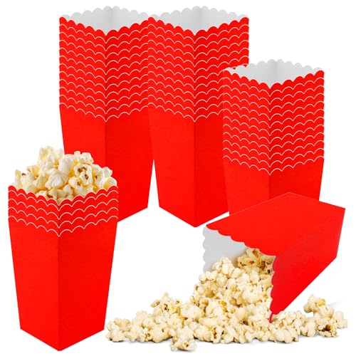 Image of 50 Pcs Red Popcorn Boxes Mini Paper Popcorn Box Cardboard Popcorn Container for Party Disposable Snack Candy Popcorn Bags Popcorn Holder for Movie Nights Birthday Wedding (Red)
