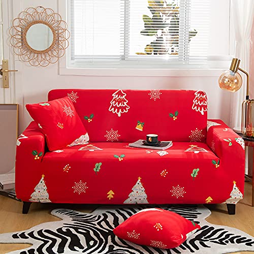 Funda Sofá 2 Plazas Patrón De Navidad Roja Cubre Sofas Ajustables Fundas Sofas Poliéster Ajustables Lavable Sofa Cover Anti Gatos Perros Cubresofa Elastica Funda Sofá Universal Couch Cover