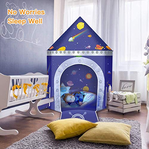 Vimpro Play Tent for Boys, Roaring Rocket Play Tent Kids Forts Indoor Foldable Playhouse Toy + Carry Bag for Boys & Girls Character Play