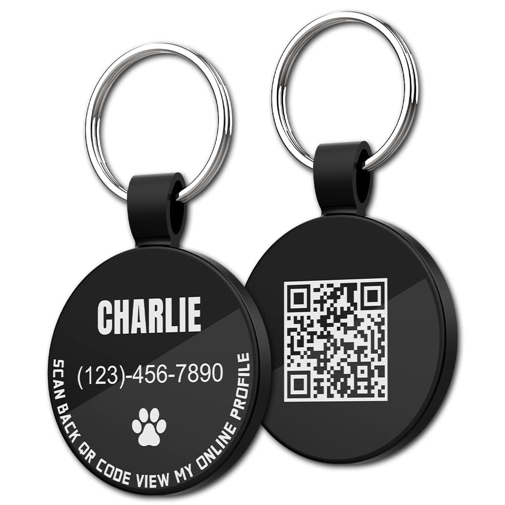 MYLUCKYTAG Personalized Pet ID Tags Dog Tags - QR Code ID Tags - Pet Online Profile - Send Pet Location Alert Email When Scanning