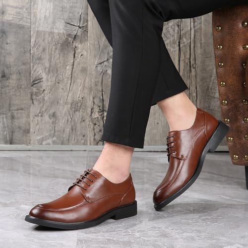 Formal Shoes Dress Oxford for Men Lace Up Pointed Toe Heel Non Slip Low Top Rubber Sole Shoe for Casual Wedding Party Prom Evening Faux Leather4