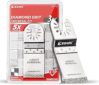 EZARC Multi-Tool Grout Remover Blade, Diamond Oscillating Multitool Saw Blades for Grout Removal, Mortar and Soft Tile Cut DO34F, 3-Pack