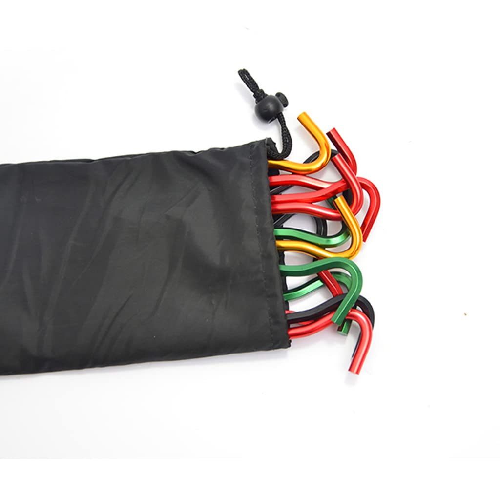Piquets de tente en métal léger et résistant, piquets de camping, crochets en alliage d'aluminium antirouille, piquets de tente de camping avec sac de transport pour le jardinage, la randonnée, 1
