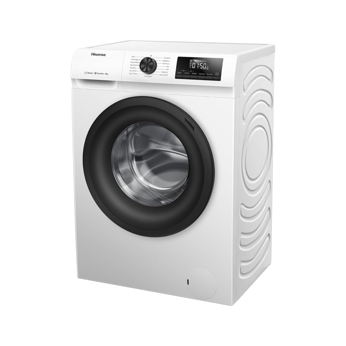 Hisense WF1Q8041BW - Lavatrice con funzione vapore, 8 kg, 1400 giri/min, 15 programmi, programma anti-allergie, lavaggio per neonati, autolavaggio, QuickWash/piumino/Eco/Power 49' / fine ritardata