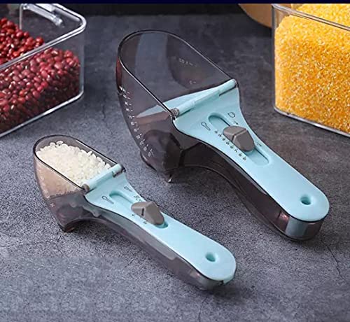 Didiz 2 Pcs Adjustable Measuring Spoon with Scale for Solid / Powder / Liquid Kitchen Home Baking Cooking Tools, Measuring Spoon for Cake Baking Kitchen Plastic Measuring Spoons and Measuring Cups