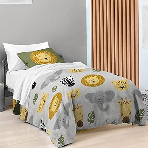 Saturday Park Safari Friends Twin Duvet Cover & Sham Set - 2 Piece 100% Organic Cotton Duvet Set - GOTS & Oeko-TEX Certified Cover