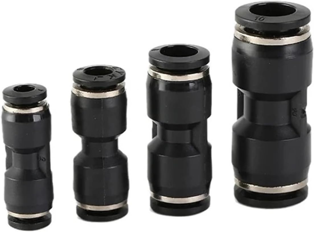 Black Pneumatic Tube Fittings Quick Release Fittings 4mm 6mm 8mm 10mm 12mm PU PV PE HVFF PY Tube Connectors(PZA,8MM)