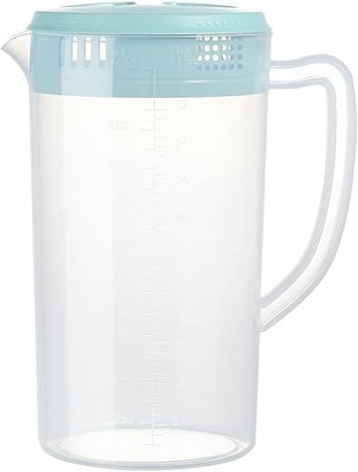 0.63 Gallon/2.4 Litre Plastic Pitcher with Lid BPA-FREE Eco-Friendly Carafes Mix Drinks Water Jug for Hot/Cold Lemonade Juice Beverage Jar Ice Tea Kettle (81oz, Blue)
