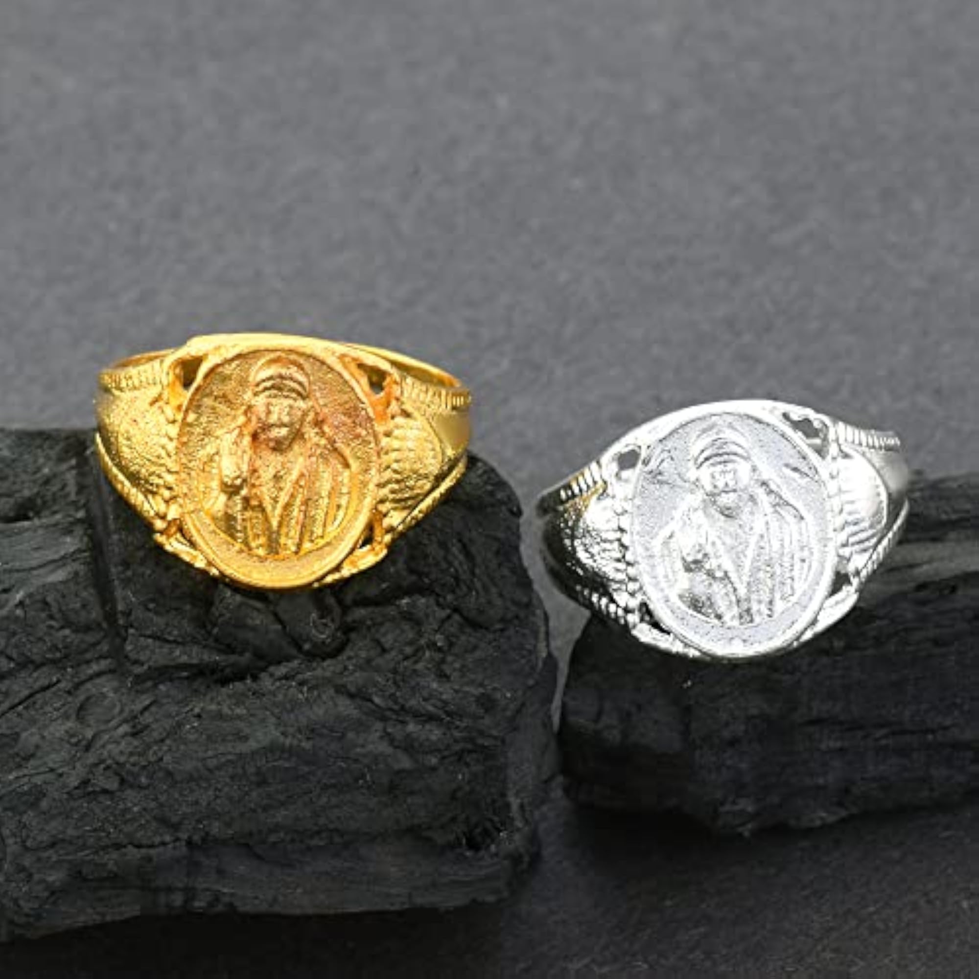 Gold & Silver Plated Shirdi Sai Baba Finger Ring Combo