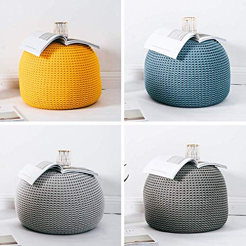 Pouf repose-pieds gris foncé 44x33 cm tricoté main lavable - 7