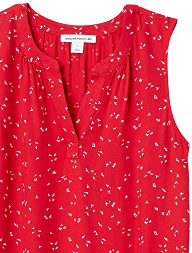Amazon Essentials Women's Sleeveless Woven Shirt, Red, Leaf, Large #TOP5