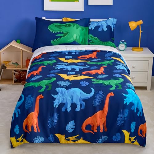 Comparativas de Edredones para cama más recomendados. 32 Joiedomi - Juego de edredón individual para niños, juego de cama de dinosaurio de 5 piezas para niños y niñas, cama de microfibra súper suave en una bolsa con edredón,...
