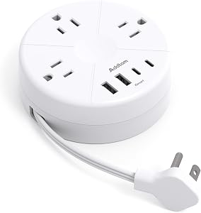 Travel Esstentials - Cruise Approved Power Strip with 5ft Retractable Cord