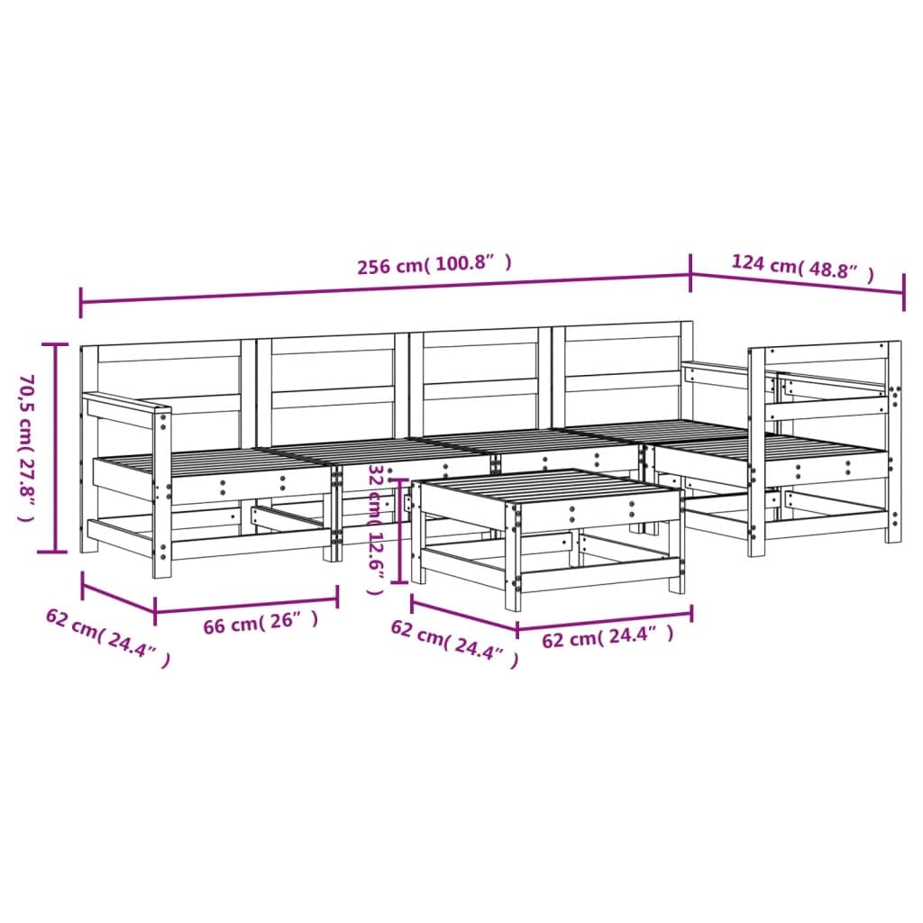 Salon de Jardin modulaire 6 pcs en Bois de Douglas Massif, assises 110 kg par siège, canapé d Angle et Table Basse pour terrasse Patio Jardin détente