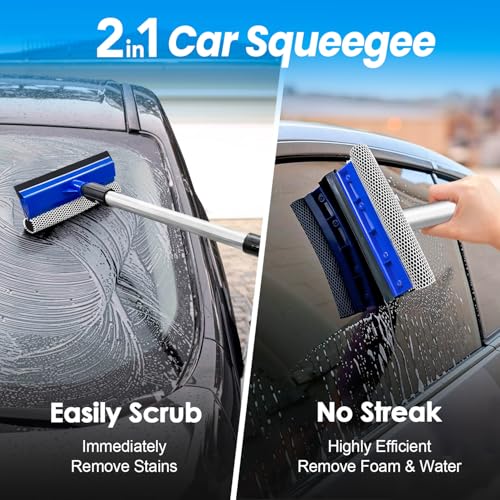ARTIPOLY 65'' Five-Sided Car Wash Brush with Long Handle, Scratch-Free Car Cleaning Kit with Soft Wash Brush, Tire Brush, Window Squeegee, Car Wash Mitt, Microfiber Cleaning Head & Extension Pole - Image 5