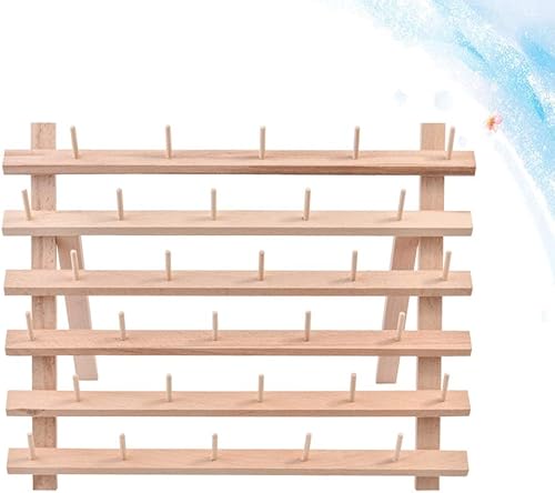 Miniatura 2 de Exceart Estante de almacenamiento de hilo para 30 carretes, soporte plegable para hilo de madera, máquina de bordar, organizador de hilo de bobina