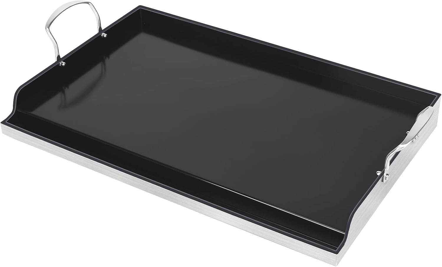 Utheer 25" x 16" Ceramic Nonstick Stainless Steel Griddle for Gas Grill, Charcoal, Large Stove Top Griddle, Non-Toxic, PFAS/PFOA/PTFE Free, Oven Up to 500°F, for BBQ, Camping & Kitchen, Black