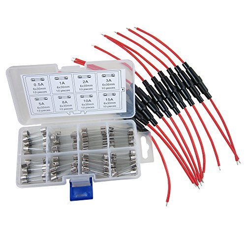 ZAOJIAO 16 AWG Guage 6x30mm AGC Inline Fuse Holder (Pack of 10) + 6x30mm Fast-blow Glass Fuses Quick Blow Car Glass Tube Fuses Assorted Kit(pack of 80)