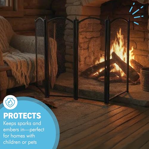 Pantalla de chimenea protectora para evitar chispas en salones con niños 6