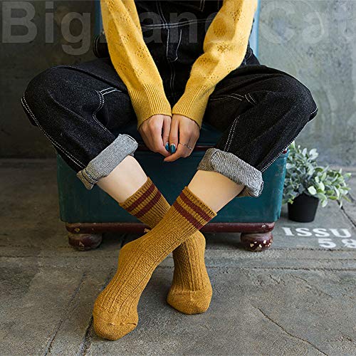 Image of IIG 5 Pairs Women's Vintage Style Thick Wool Warm Winter Crew Socks