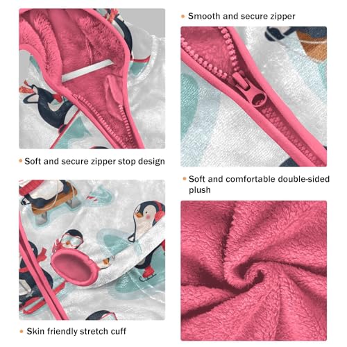 OTVEE Winter Animals Cute Penguins Kids Hoodie Jacket Fall Spring Full Zip Warm Outwear Coat3