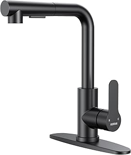 Kitchen Faucets, Matte Black Kitchen Faucet with Pull Down Sprayer and Deck Plate, Stainless Steel Commercial Utility Kitchen Faucets for Sink 3 Hole for Bar Rv Camper Laundry Outdoor Farmhouse Sink