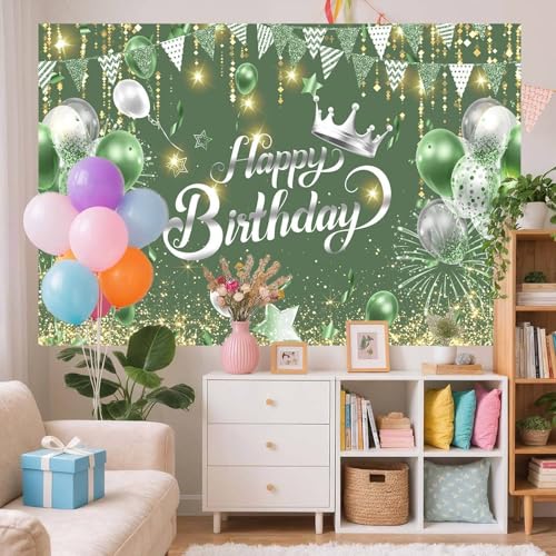 Fondo Fotográfico Verde Cumpleaños 10x8 ft miniatura 5