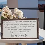 MaSiledy Forever and Ever Amen Sign, Wedding Song, Gift for Anniversary, Home Wall Art, Inspirational Decor, Wood Sign framed Farmhouse Sign Wedding Gift 12 x 22 Inch