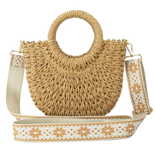 Comeon Straw Handbags for Women,Summer Beach Crossbody Handbags Woven Vacation Purse