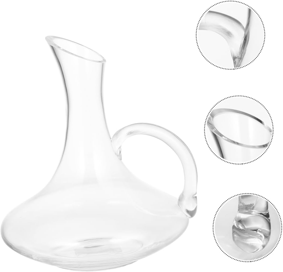 1Pc Elegant Wine Decanter with Handle Glass Beverage Dispenser for Home Parties and Bars Modern Design Enhances Drinking Experience Glass