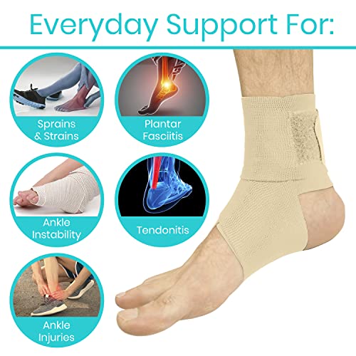 Vive Ankle Wrap (2 Pack) - Strap Heel Brace Stabilizer For Sprained Foot - Breathable, Soft, Firm Compression Sport Sleeve For Swelling - Adjustable Nonslip Elastic Support For Tendonitis (Women, Men) #TOP1