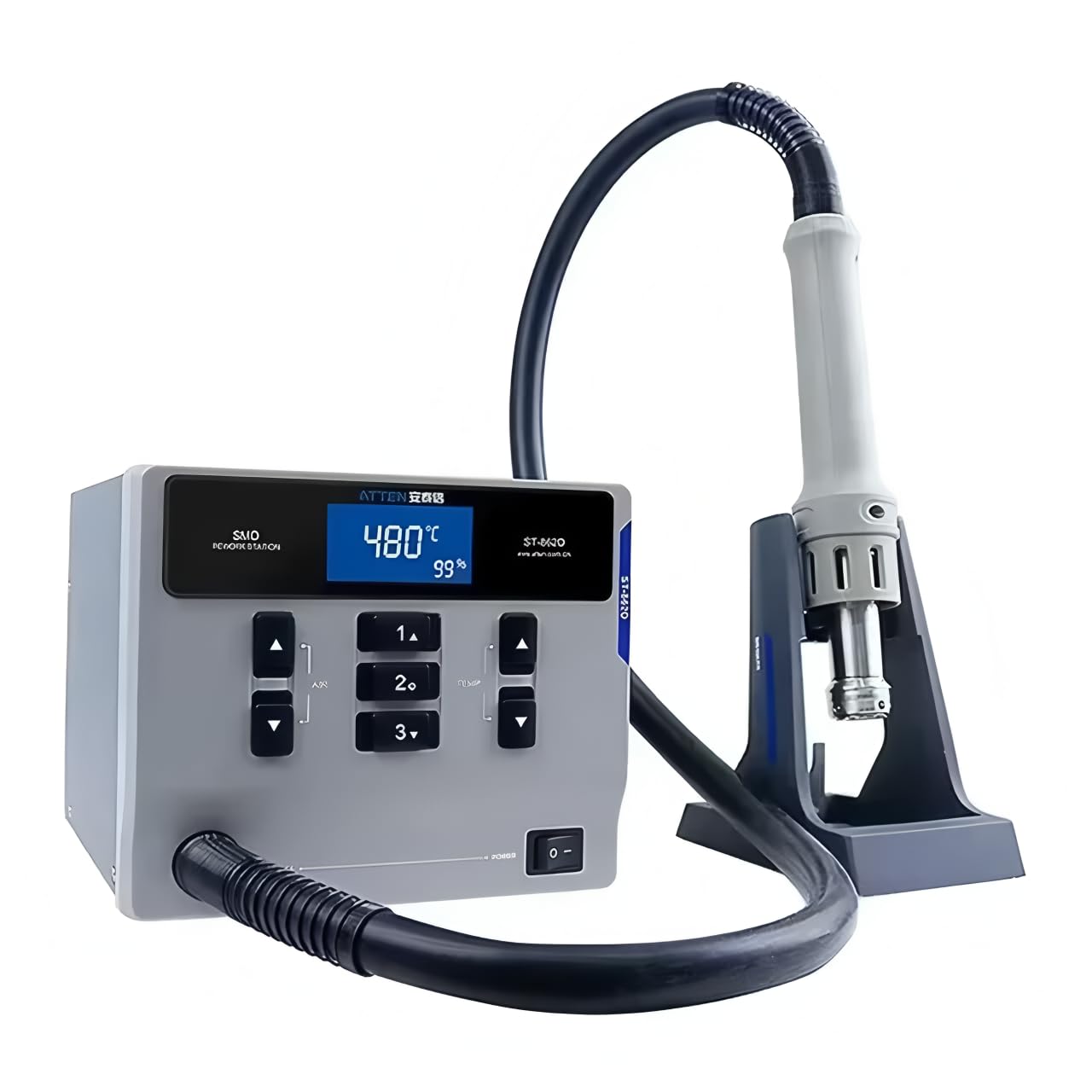 ATTEN St-862D 1000W Heißluftpistole mit Digitalanzeige BGA-Reparaturstation mit automatischem Schlafmodus zur Reparatur und Entlötlösung(ST-862D B)
