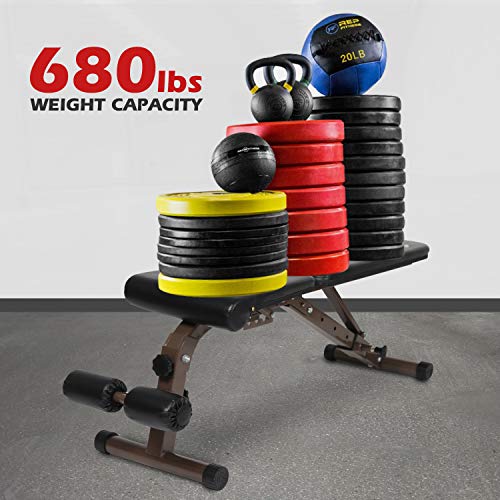ER KANG Adjustable Foldable Weight Bench, 800 lbs Weight Capacity Workout Bench with Extra Backrest, Sit Up Bench, Decline/Incline/Flat for Home Gym, Strength Training, Weightlifting