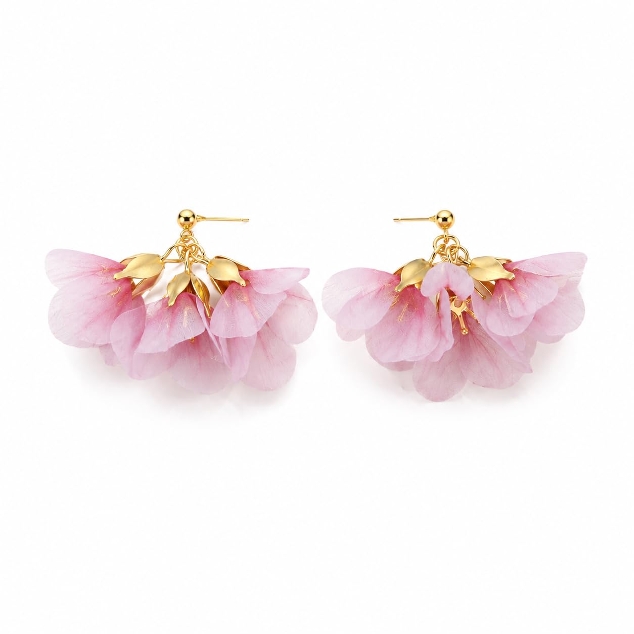 Vintage Floral Drop Earrings for Women | Classy Chiffon Flower Cluster Earrings | Boho Lily Petal Dangle Earrings | Korean Statement Fashion Jewellery | Hypoallergenic Fancy Earrings-image-37