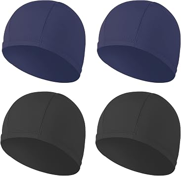 4 pcs Elastic Swim Caps for Both Women & Men & Kids Fabric Durable Non-Waterproof Cloth Swimming Pool Cap Elastic Bathing Cap