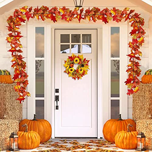Künstliche Ahornblätter Girlande Herbstgirlande 175 cm Herbstblätter Reben Seide Ahornblatt Girlande Hängepflanze für Hausgarten, Wand, Tür, Kamin, Halloween, Party, Erntedankfest Herbstdekorationen – Bild 5