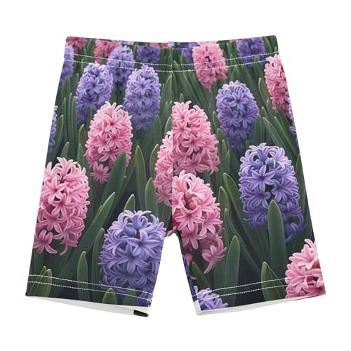 Joisal Field Blooming Hyacinth Flowers Pink Girls Biker Shorts Toddler 4t Under Shorts for Dresses Cotton Children