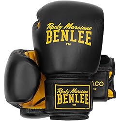 BENLEE Rocky Marciano Draco Guante de Boxeo de Cuero, Unisex-Adultos, Negro/Amarillo, 300 ml