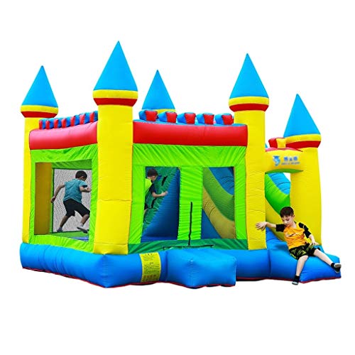 Castillos hinchables Castillo Inflable trampolín Infantil toboganes de Interior y Exterior Juguetes de Juego de Castillo Travieso (Color : Blue, Size : 410 * 380 * 410cm)