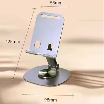 Desktop Aluminum Phone Holder, Foldable Phone Stand, Ergonomic Design, Durable Rugged Structure, Universal Fit (Grey Color)