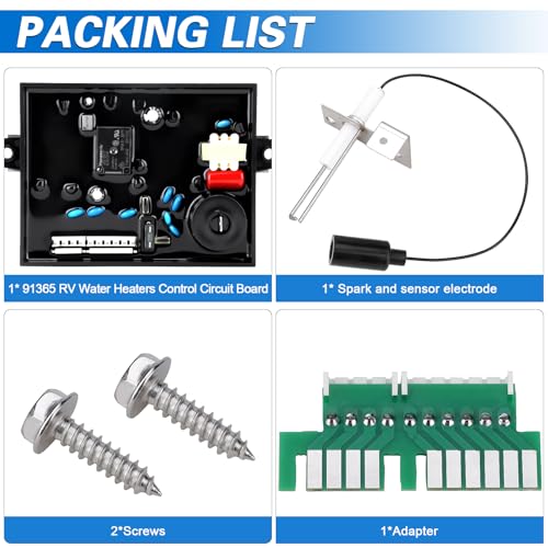 Image of LOCOPOW 91365 93305 RV Water Heater Control Circuit Board Part for Atwood Water Heaters GCH6A-10E GC6AA-10E WH-6GA WH-10GEA Replace 91226 93305, 93851, AT93851 With Igniter Spark & Sensor Electrode