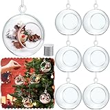 Wettarn 6 Pcs Christmas Acrylic Hanging Globes Clear Hanging Acrylic Ball Christmas Fillable Ball for Art Wedding Garden Micro Landscape Home Accessories (3.54 Inch)