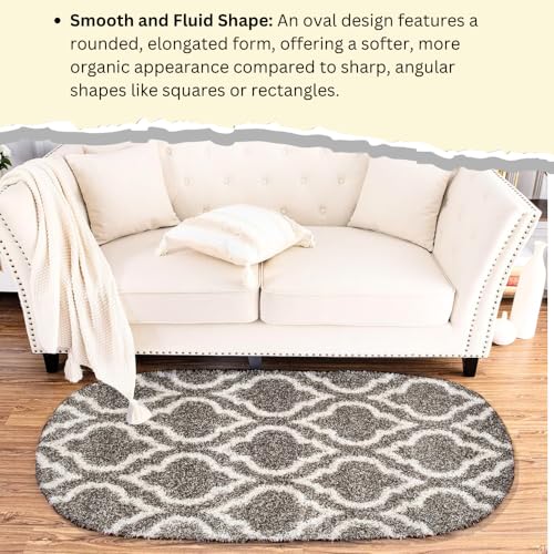 Image of 4x6 feet Soft Area Rug for Living Room and Bedroom, Modern Indoor Floor Carpet with Non-Slip Backing, Comfortable Decorative Home Decor Rug, Easy Clean & Durable- (Grey M III, Oval)