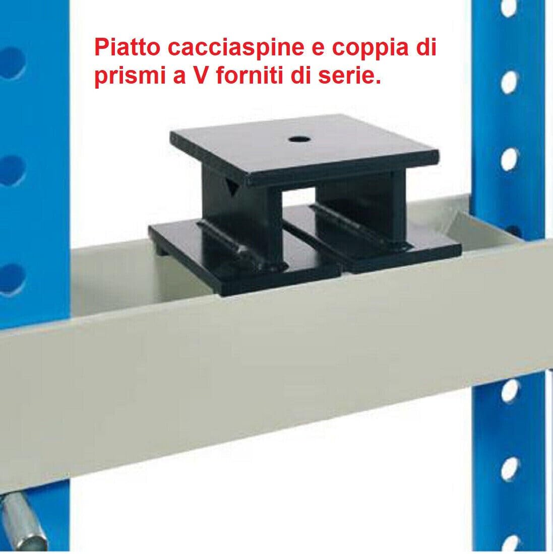 PRESSA IDRAULICA 20 TONNELLATE CATOCCI MACCHINE CON CLINDRO MOBILE POMPA A DOPPIA VELOCITA' PIATTO CACCIASPINE E COPPIA DI PRISMI A V BLU
